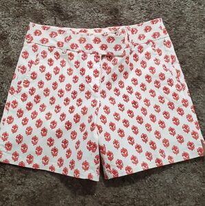 Red and White Patterned Women's Shorts